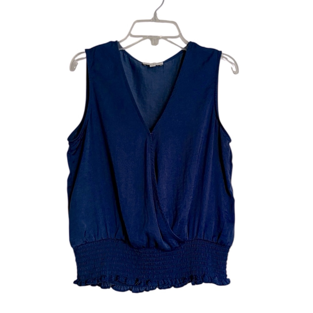 Alex & Lili Satiny Sleeveless Crossover Blouse NEW